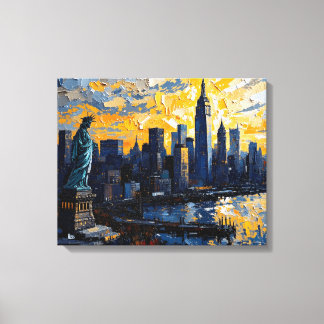 Nova Iorque Skyline Sunset Canvas Wall Art