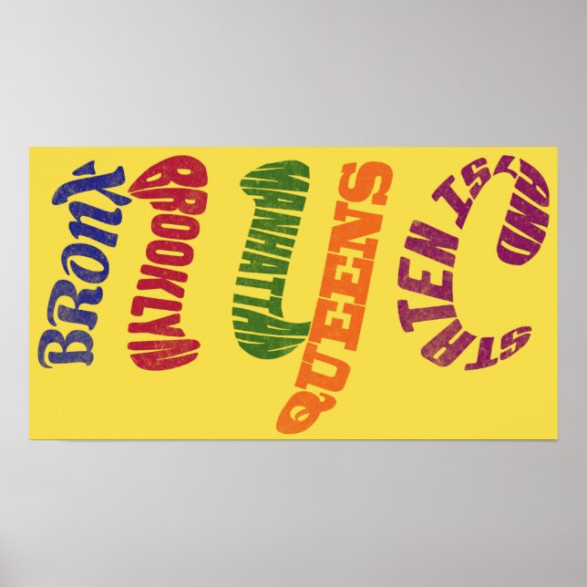 Nova Iorque Typografia NYC Impressão Poster (Frente)