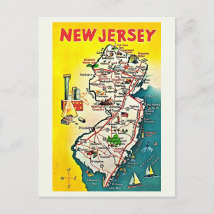 Nova Jersey Ilustrada Cartão Postal Antigo