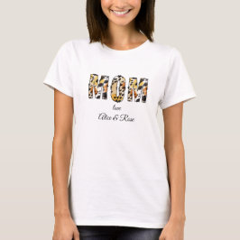 nova mãe, nomes personalizados camiseta branca do