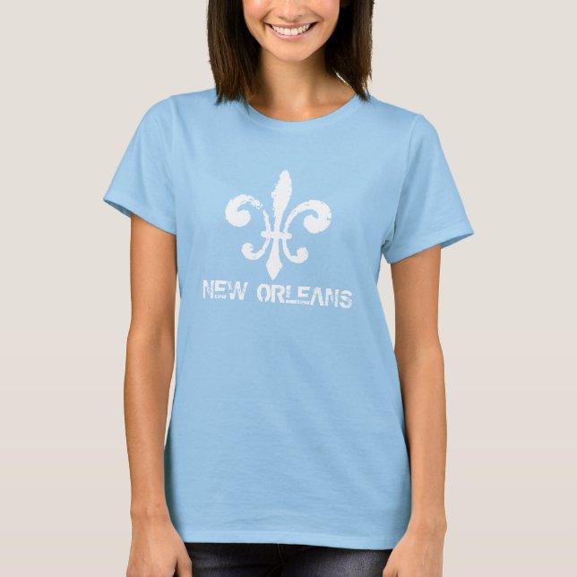 Nova Orleans Fleur De Lis em Camisa Branca (Frente)