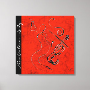 Nova Orleans Lady - Violino na Canvas - Vermelho