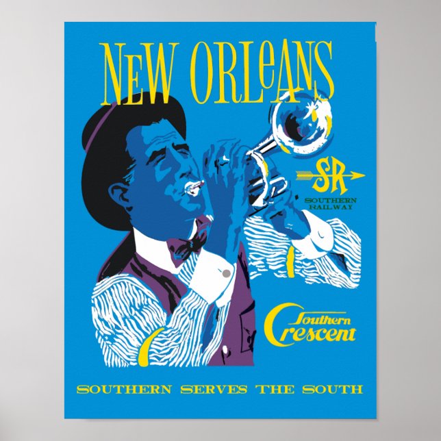 Nova Orleans. Poster de viagens de estrada de ferr (Frente)