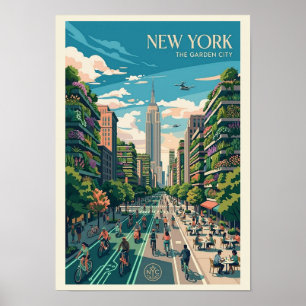 Nova York A Cidade Jardim Arte de Poster de Viagem