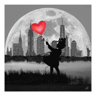 NOVA YORK Ampliação de Foto de Balão da Menina da