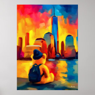 Nova York Teddy Fauvista Impressão do Pôr do Sol e