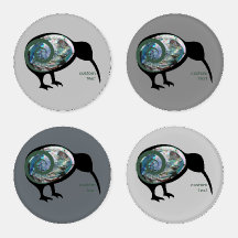 NOVA ZEALAND KIWI BIRD PAUA GREEN FERN KORU CINZA