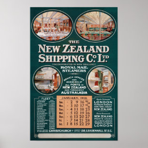 Nova Zelândia que envia o poster vintage do Co.