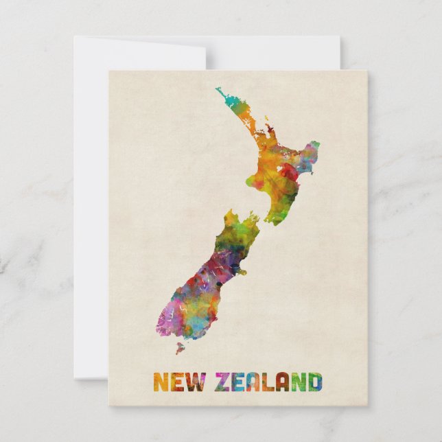 Nova Zelândia, Watercolor Map (Frente)
