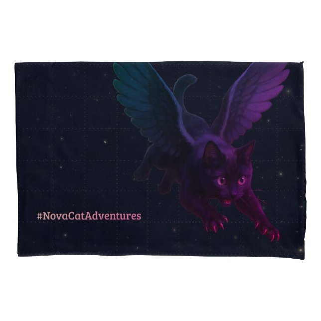 #NovaCatAdventures – Winged v2 pillowcase (Frente)