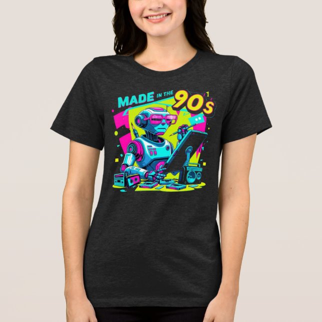 Nove0s Neon Robot Designer - Camisa retrô (Frente)