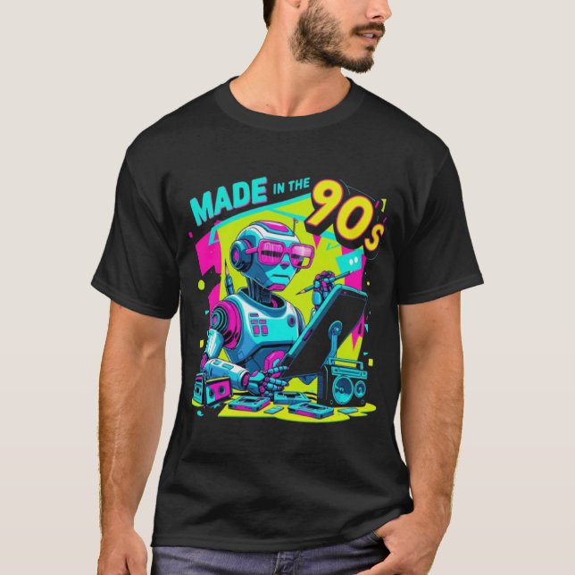 Nove0s Neon Robot Designer - Camisa retrô (Frente)