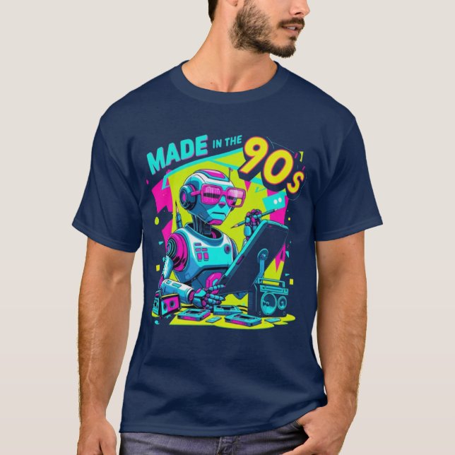 Nove0s Neon Robot Designer - Camisa retrô (Frente)