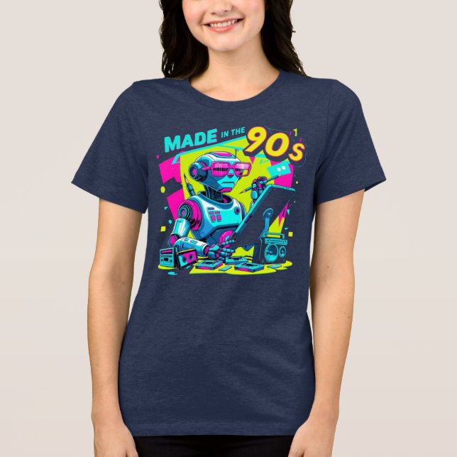 Nove0s Neon Robot Designer - Camisa retrô (Frente)