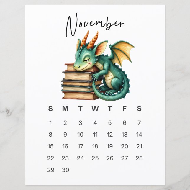 November Baby Dragon Art Print Whimsical Fantasy  (Frente)
