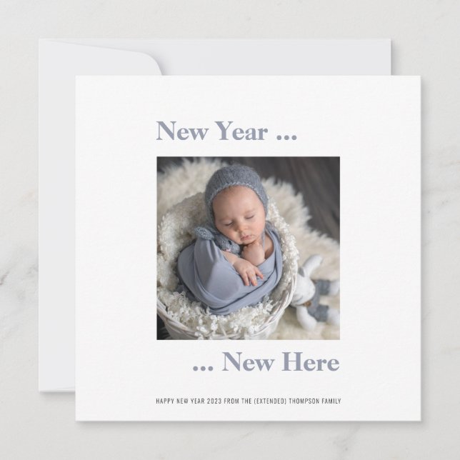 Novo Ano Aqui Foto 2024 Anúncio Azul De Nascimento (Frente)