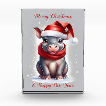 Novo Ano Bonito Hippopotamus Santa Hat