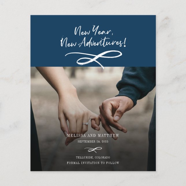 Novo Ano de Orçamento Novas Aventuras Foto Salvar  (Frente)