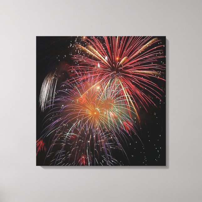 Novo Ano do Fireworks Sparkles Canvas Impressão (Frente)