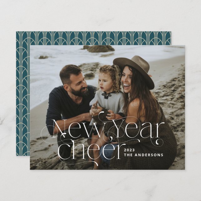 Novo ano Fotografia elegante Art Deco (Frente/Verso)