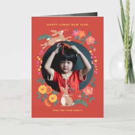 Novo ano lunar do cartão de festas de coelho