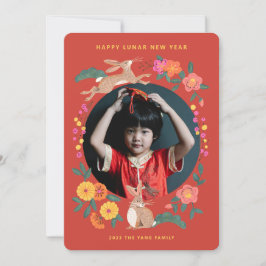 Novo ano lunar do cartão de festas de coelho
