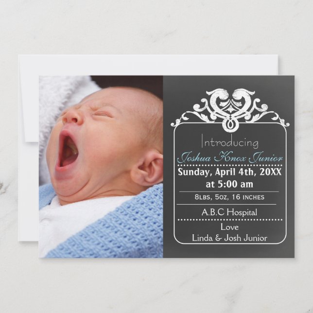 Novo anúncio azul de fotografia do bebê (Frente)