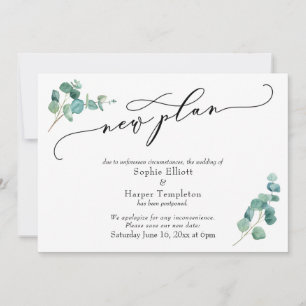 Novo Anúncio de Casamento Adiado com Eucalipto