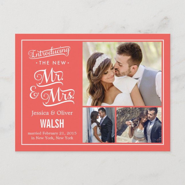 Novo Anúncio de Casamento Sr e Sra - Coral (Frente)