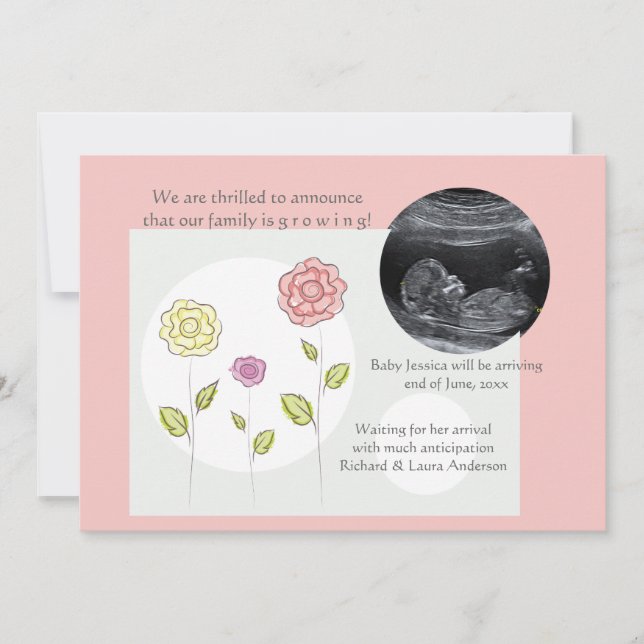 Novo Anúncio de Gravidez de Foto Rosa (Frente)