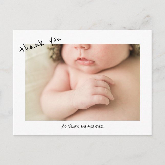 Novo Bebê Cute Fonte Agradece Foto Cartão Postal (Frente)