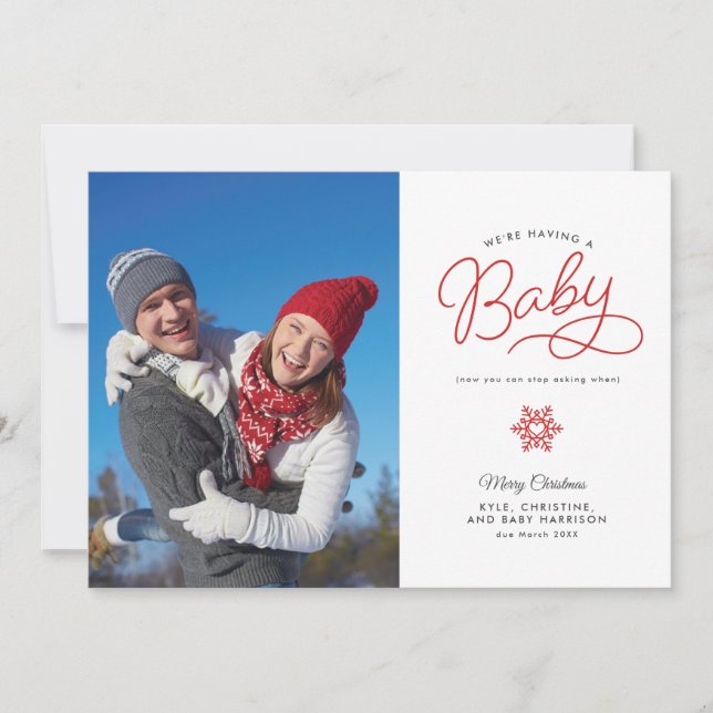 Novo bebê Engraçado Anúncio de Gravidez de Natal (Frente)