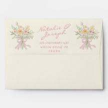 Novo Buquê Floral Desenhado à Mão para Casamento