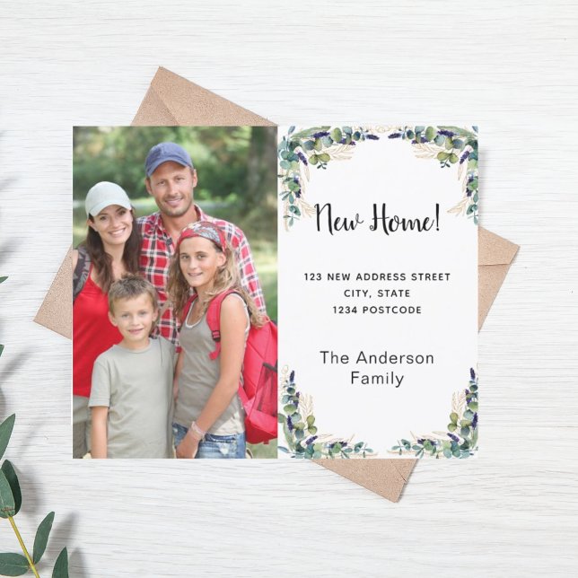 Novo cartão com fotos de eucalipto de endereço res (Criador carregado)