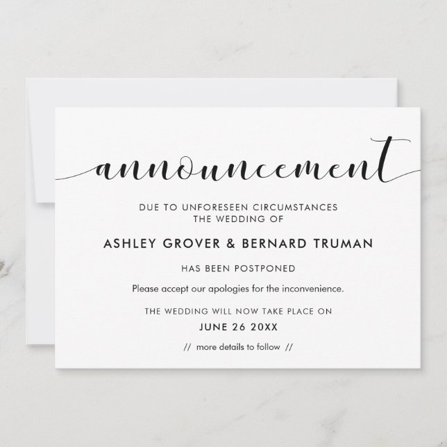 Novo cartão de anúncio Data de casamento (Frente)