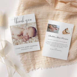 Novo Cartão de Anúncio de Bebê com Script Minimali