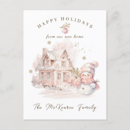 Novo Cartão de Férias de Natal para Neve Rosa-genu