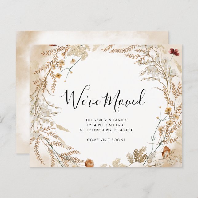 Novo Cartão de Movimentação de Folhagem de Flor Se (Frente/Verso)