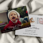 Novo Cartão de Natal Engraçado com Foto para Bebê<br><div class="desc">Este novo cartão de natal de bebê engraçado será a maneira perfeita de anunciar a mais nova adição à sua família. Personalize com 1 foto na frente e 3 fotos na parte traseira, juntamente com todas as informações de parto dos bebês. Visite minha coleção de cartões de natal para ver...</div>