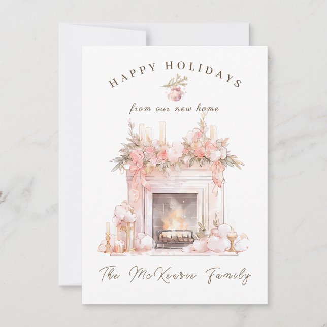 Novo Cartão de Natal para Lareira Festiva da Casa (Frente)