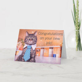Novo cartão de saudação do gatinho de trabalho