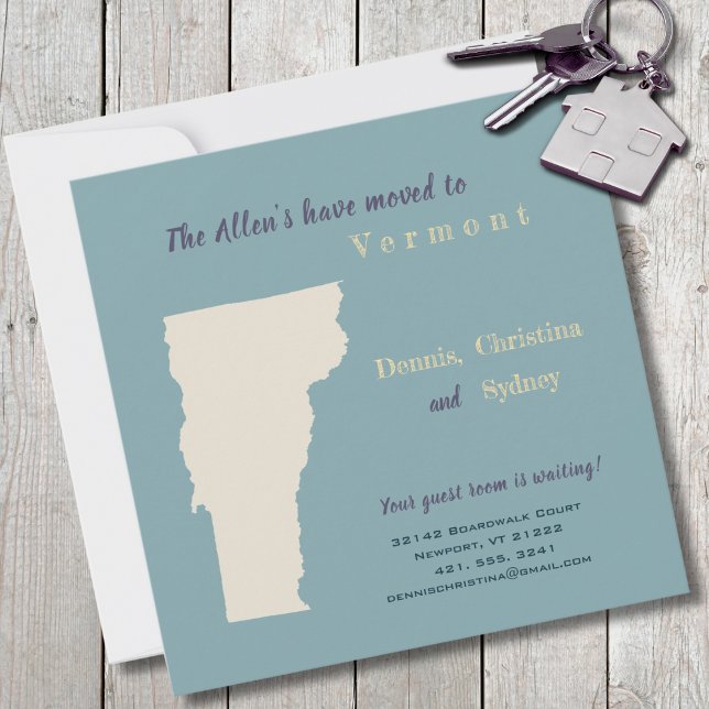 Novo Cartão-postal de Anúncio em Movimento Vermont (Moving to Vermont? Send your friends and family a beautiful personalized announcement!)