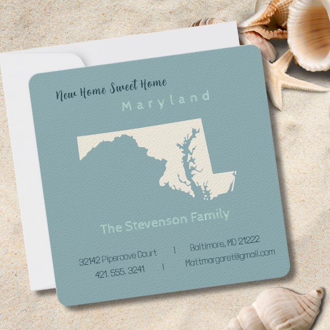 Novo Cartão-Postal de Anúncio Móvel de Maryland Re (Moving to Maryland? Send your friends and family a beautiful personalized announcement!)