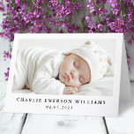 Novo cartões de agradecimentos de fotos do anúncio<br><div class="desc">Novo cartões de agradecimentos de bebê com sua foto e o nome e a data de nascimento do bebê na frente. Dentro de mensagem personalizada. Alterar cores e fontes,  mover e redimensionar elementos na ferramenta design.</div>