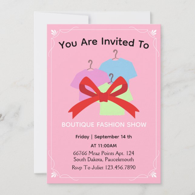 Novo convite da Loja de Vestuário Vermelha (Frente)