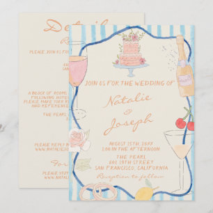 Novo Convite de Casamento Artístico Desenhado à Mã