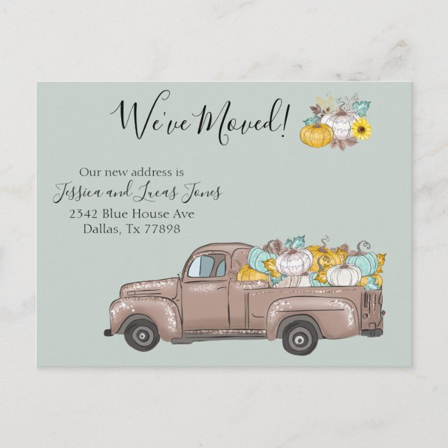 Novo Endereço Movendo o Anúncio de outono Pumpkin (Frente)