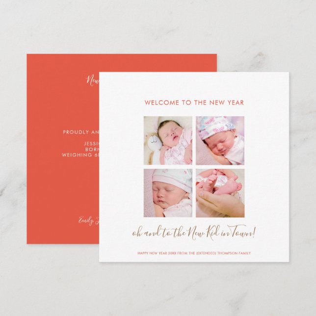 Novo Feliz ano novo De Bebê 4 Coral De Colagem De  (Frente/Verso)