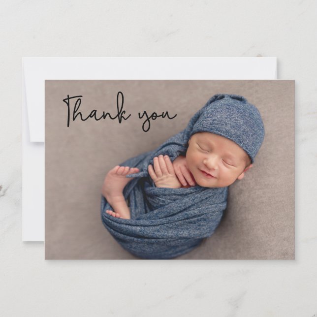 Novo irmão bebê Anúncio Foto de agradecimento (Frente)