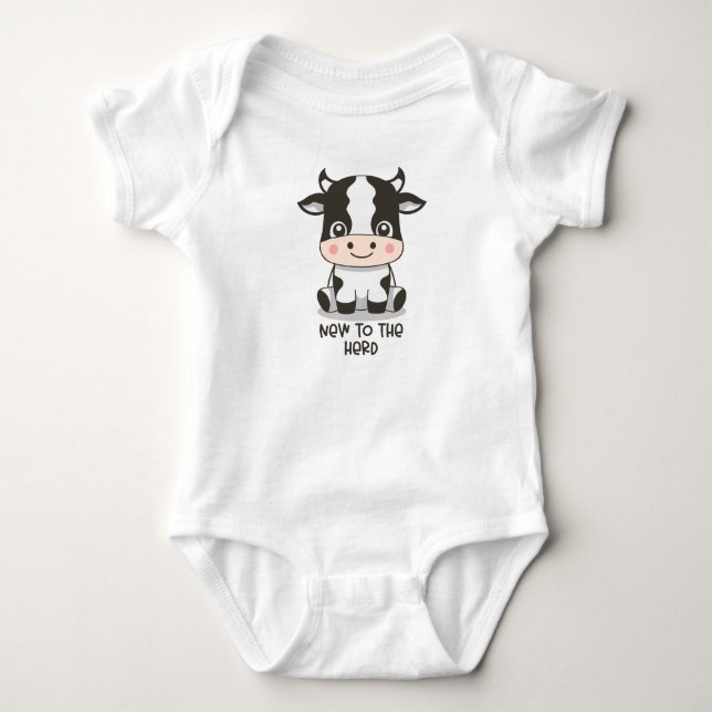 Novo no Rebanho Camiseta de Bebê Vaca Fofa  (Frente)